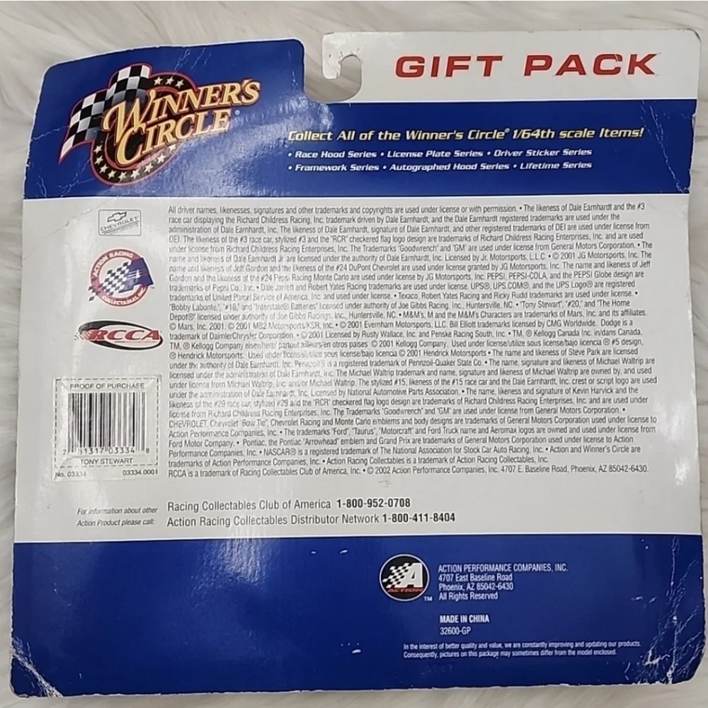 Winners Circle Tony Stewart Gift Pack 3 1/64 Die Cast Cars & NASCAR Framed Art